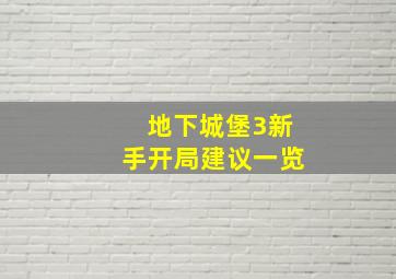 地下城堡3新手开局建议一览