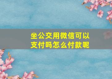 坐公交用微信可以支付吗怎么付款呢