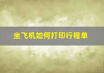 坐飞机如何打印行程单