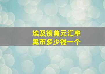 埃及镑美元汇率黑市多少钱一个