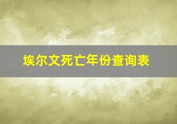 埃尔文死亡年份查询表