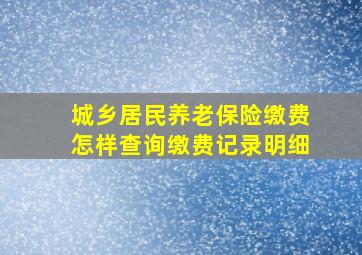 城乡居民养老保险缴费怎样查询缴费记录明细