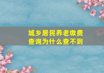 城乡居民养老缴费查询为什么查不到