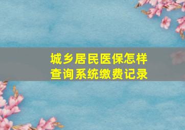 城乡居民医保怎样查询系统缴费记录