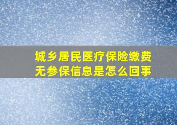 城乡居民医疗保险缴费无参保信息是怎么回事