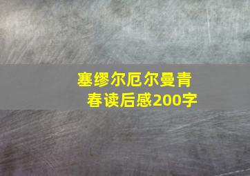 塞缪尔厄尔曼青春读后感200字