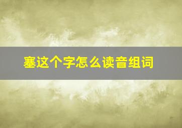 塞这个字怎么读音组词