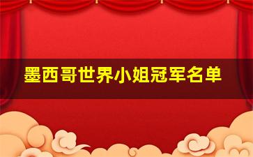 墨西哥世界小姐冠军名单