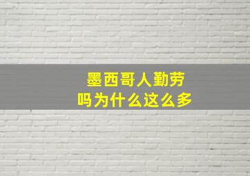 墨西哥人勤劳吗为什么这么多