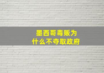 墨西哥毒贩为什么不夺取政府