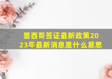 墨西哥签证最新政策2023年最新消息是什么意思