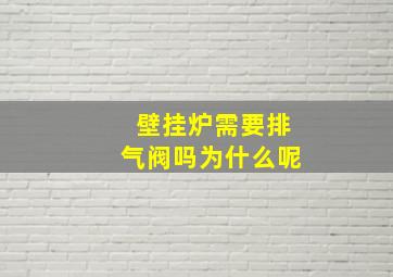 壁挂炉需要排气阀吗为什么呢