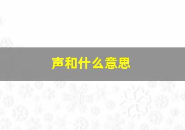 声和什么意思