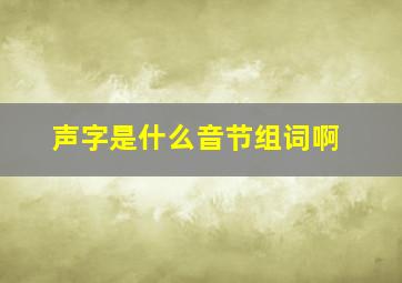 声字是什么音节组词啊