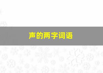 声的两字词语