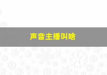 声音主播叫啥