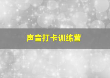 声音打卡训练营