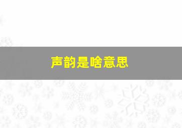 声韵是啥意思