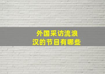 外国采访流浪汉的节目有哪些