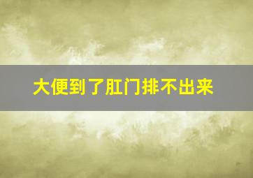 大便到了肛门排不出来