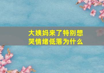 大姨妈来了特别想哭情绪低落为什么