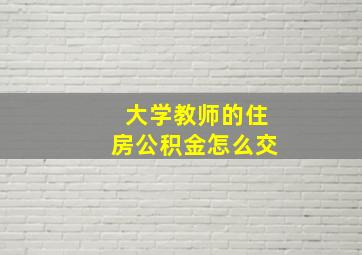 大学教师的住房公积金怎么交