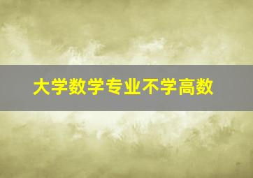 大学数学专业不学高数