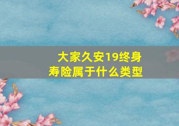 大家久安19终身寿险属于什么类型