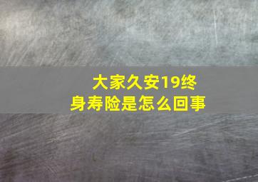 大家久安19终身寿险是怎么回事