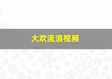 大欢流浪视频