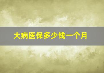 大病医保多少钱一个月