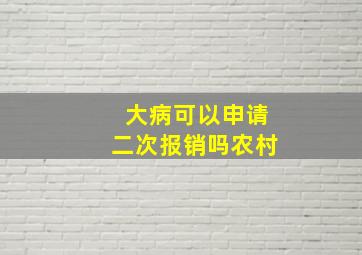 大病可以申请二次报销吗农村