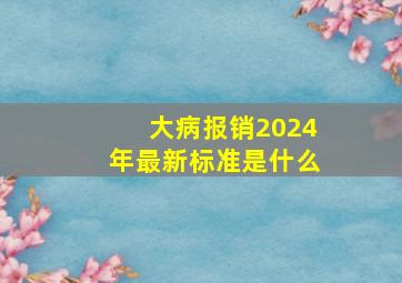 大病报销2024年最新标准是什么