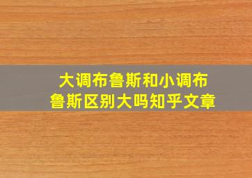 大调布鲁斯和小调布鲁斯区别大吗知乎文章