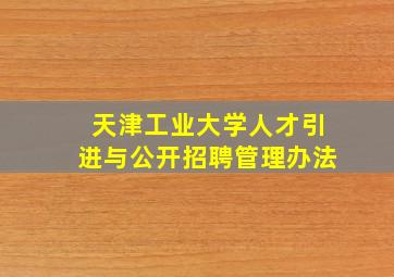 天津工业大学人才引进与公开招聘管理办法