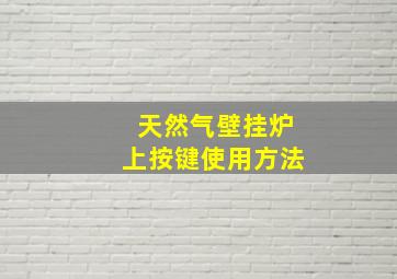 天然气壁挂炉上按键使用方法