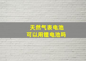 天然气表电池可以用锂电池吗