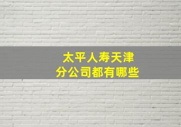 太平人寿天津分公司都有哪些