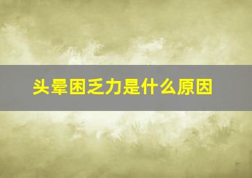 头晕困乏力是什么原因