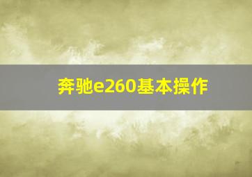 奔驰e260基本操作