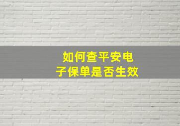 如何查平安电子保单是否生效