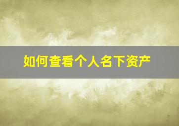 如何查看个人名下资产