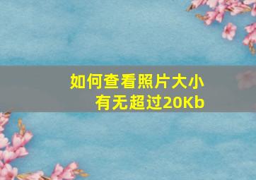 如何查看照片大小有无超过20Kb