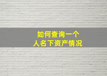 如何查询一个人名下资产情况