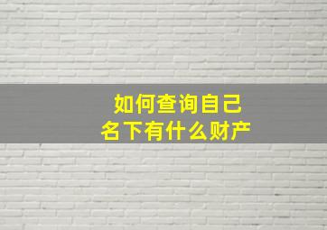 如何查询自己名下有什么财产