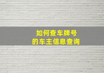 如何查车牌号的车主信息查询