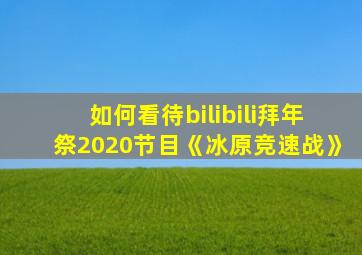 如何看待bilibili拜年祭2020节目《冰原竞速战》