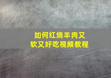 如何红烧羊肉又软又好吃视频教程