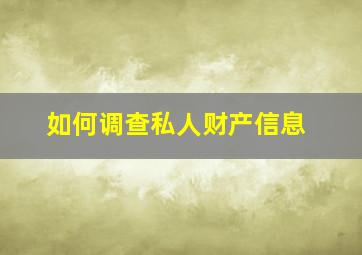 如何调查私人财产信息