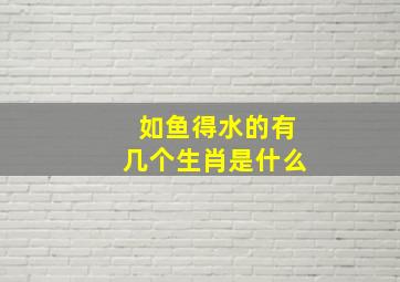 如鱼得水的有几个生肖是什么